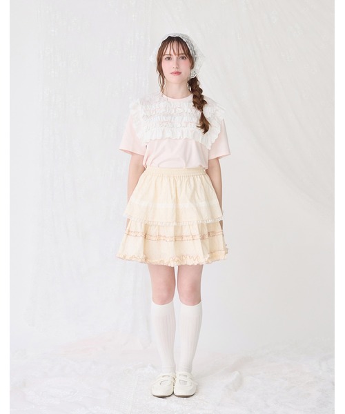 Lolime by mellfy memory(ロリミー バイ メルフィーメモリー)の「cotton frill T-shirts(Tシャツ/カットソー・レディース・ホワイト/ピンク・M/LL)」の12枚目の写真