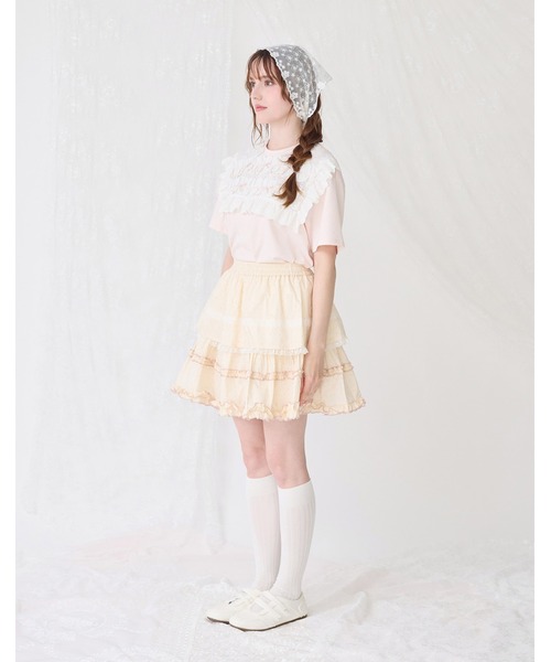 Lolime by mellfy memory(ロリミー バイ メルフィーメモリー)の「cotton frill T-shirts(Tシャツ/カットソー・レディース・ホワイト/ピンク・M/LL)」の13枚目の写真