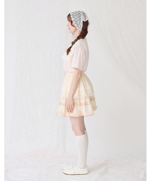 Lolime by mellfy memory(ロリミー バイ メルフィーメモリー)の「cotton frill T-shirts(Tシャツ/カットソー・レディース・ホワイト/ピンク・M/LL)」の14枚目の写真