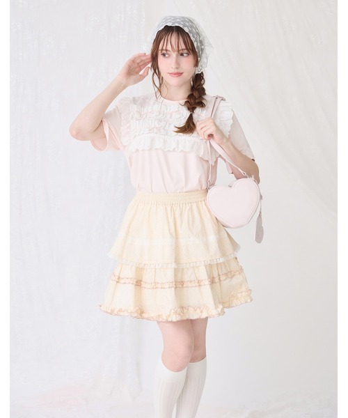 Lolime by mellfy memory(ロリミー バイ メルフィーメモリー)の「cotton frill T-shirts(Tシャツ/カットソー・レディース・ホワイト/ピンク・M/LL)」の11枚目の写真