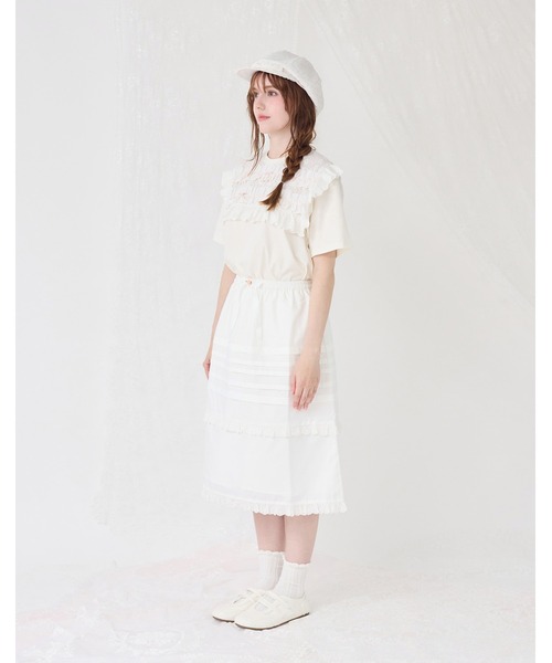 Lolime by mellfy memory(ロリミー バイ メルフィーメモリー)の「cotton frill T-shirts(Tシャツ/カットソー・レディース・ホワイト/ピンク・M/LL)」の7枚目の写真