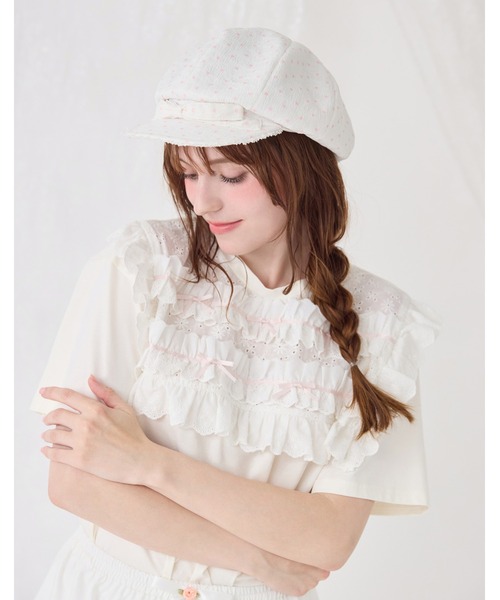 Lolime by mellfy memory(ロリミー バイ メルフィーメモリー)の「cotton frill T-shirts(Tシャツ/カットソー・レディース・ホワイト/ピンク・M/LL)」の5枚目の写真