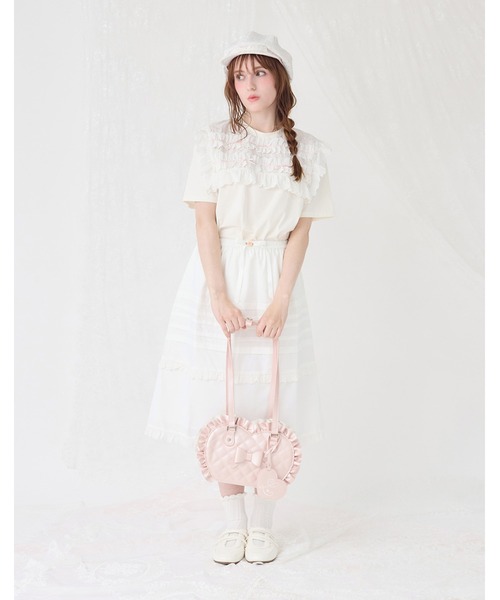 Lolime by mellfy memory(ロリミー バイ メルフィーメモリー)の「cotton frill T-shirts(Tシャツ/カットソー・レディース・ホワイト/ピンク・M/LL)」の8枚目の写真