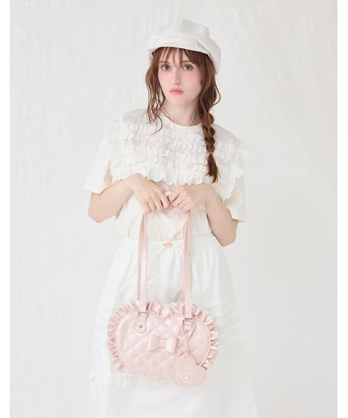 Lolime by mellfy memory(ロリミー バイ メルフィーメモリー)の「cotton frill T-shirts(Tシャツ/カットソー・レディース・ホワイト/ピンク・M/LL)」の9枚目の写真