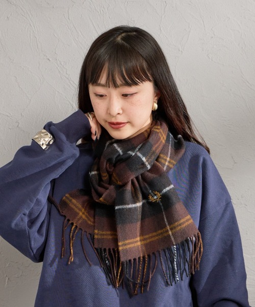 【WEB限定】經典刺繡LOGO 格紋羊羔毛圍巾
