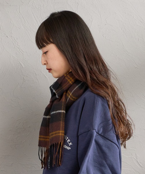 【WEB限定】經典刺繡LOGO 格紋羊羔毛圍巾