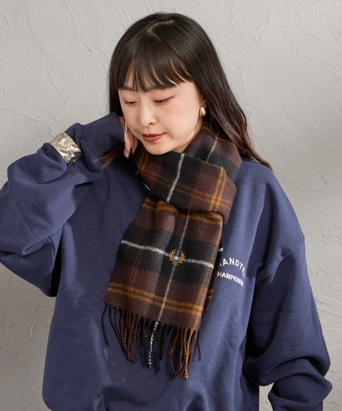 【WEB限定】經典刺繡LOGO 格紋羊羔毛圍巾