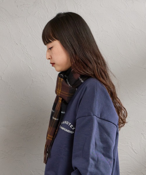 【WEB限定】經典刺繡LOGO 格紋羊羔毛圍巾