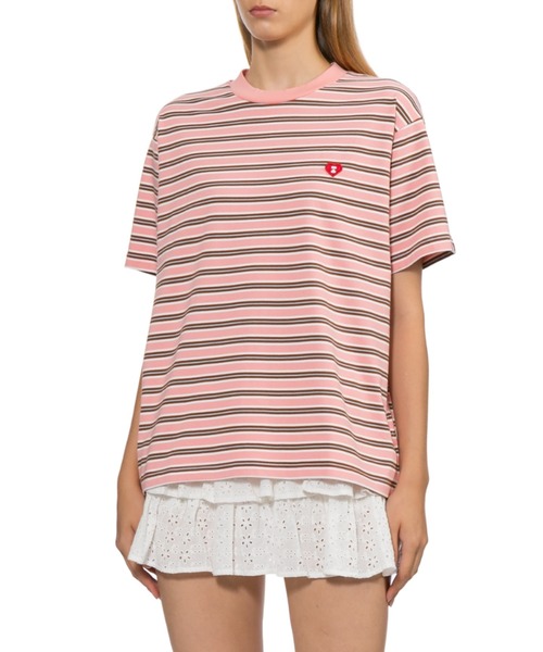 APEE BY A BATHING APE(エイピーバイアベイシングエイプ)の「APEE STRIPED TEE #2(Tシャツ/カットソー・レディース・ピンク/ネイビー・SMALL/X-SMALL)」の6枚目の写真