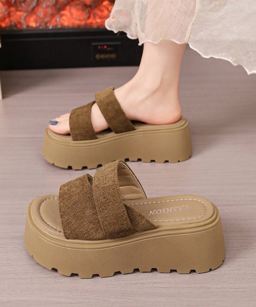 Miniministore（ミニミニストア）の「厚底サンダル ドット柄ミュールサンダル夏（サンダル・レディース・ブラウン系1/ブラウン系2/アイボリー・22.5cm/23.0cm/23.5cm/24.0cm/24.5cm）」の3枚目の写真