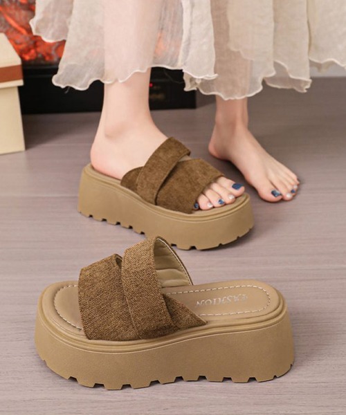 Miniministore（ミニミニストア）の「厚底サンダル ドット柄ミュールサンダル夏（サンダル・レディース・ブラウン系1/ブラウン系2/アイボリー・22.5cm/23.0cm/23.5cm/24.0cm/24.5cm）」の12枚目の写真
