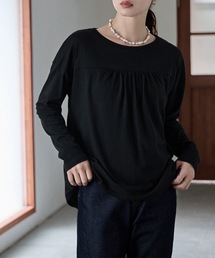 バックレイヤードギャザーロングTシャツ