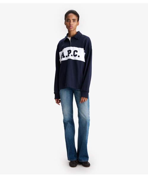 A.P.C.（アーペーセー）の「JERSEY RUSTIQUE COTON BI（Tシャツ/カットソー・レディース・ダークネイビー/ホワイト・S）」の6枚目の写真