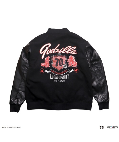 AIR TWOKYO(エアトゥーキョー)の「ゴジラ 70 周年記念 昭和シリーズスタジャン(スタジャン・メンズ・ブラック・MEDIUM/LARGE/X-LARGE)」の4枚目の写真