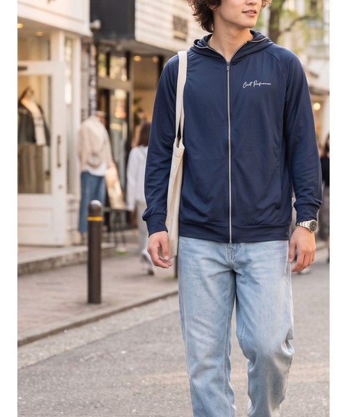 K-SWISS(ケースイス)の「【K-SWISS/ケースイス】接触冷感パーカー/UV対策ジップアップフードパーカー(パーカー・メンズ・ブラック/ホワイト/ネイビー・MEDIUM/LARGE/X-LARGE)」の1枚目の写真