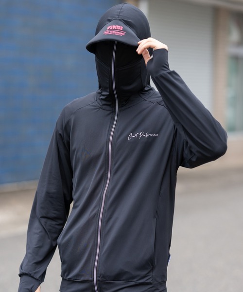 K-SWISS(ケースイス)の「【K-SWISS/ケースイス】接触冷感パーカー/UV対策ジップアップフードパーカー(パーカー・メンズ・ブラック/ホワイト/ネイビー・MEDIUM/LARGE/X-LARGE)」の3枚目の写真