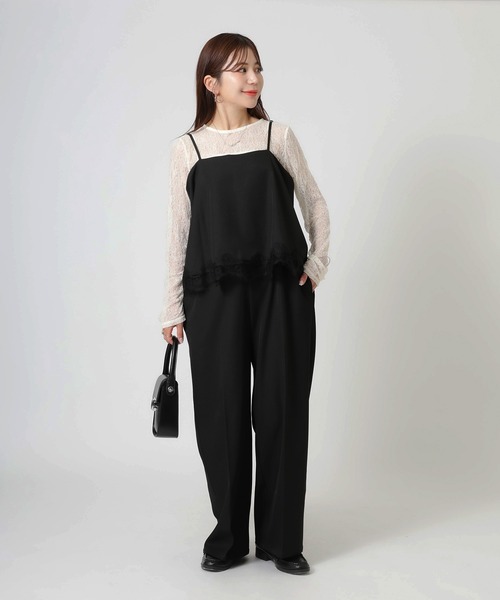 Riberry(リベリー)の「レース付キャミソールオールインワン(つなぎ/オールインワン・レディース・チャコールグレー/ブラック/ブラウン/グレイッシュベージュ・FREE)」の14枚目の写真