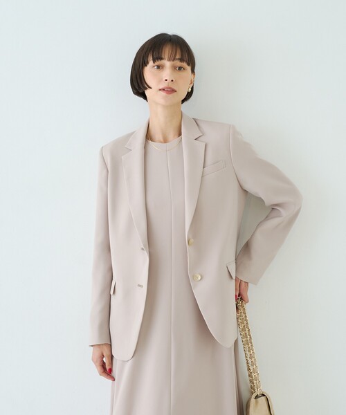 Rouge vif(ルージュヴィフ)の「【夏のオケージョンに / セットアップ対応】ダブルサテン後ろタイ2WAYワンピース / ポケット付き(ワンピース・レディース・ネイビー/ベージュ・36/38)」の16枚目の写真