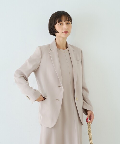 Rouge vif(ルージュヴィフ)の「【夏のオケージョンに / セットアップ対応】ダブルサテン後ろタイ2WAYワンピース / ポケット付き(ワンピース・レディース・ネイビー/ベージュ・36/38)」の17枚目の写真