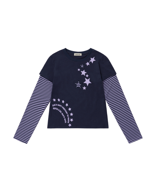 KKEEE（ケーケーイーイー）の「ムンラブスター レイヤード長袖Tシャツ(3カラー)（Tシャツ/カットソー・レディース・ネイビー/ライトグレー/ブラック・FREE）」の11枚目の写真