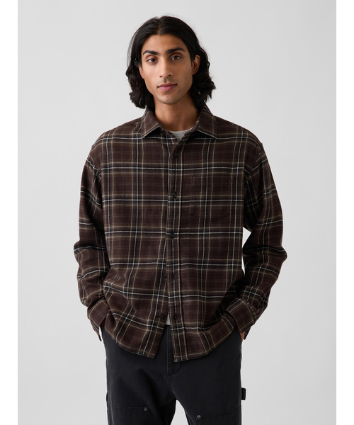 GAP(ギャップ)の「リラックスフィット フランネルシャツ(シャツ/ブラウス・メンズ・グリーン/ブルー/ワインレッド/ブラウン・L/M/XS/S)」の1枚目の写真