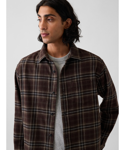 GAP(ギャップ)の「リラックスフィット フランネルシャツ(シャツ/ブラウス・メンズ・グリーン/ブルー/ワインレッド/ブラウン・L/M/XS/S)」の13枚目の写真