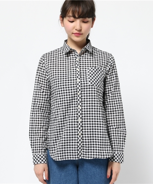 earth music&ecology（アースミュージックアンドエコロジー）の「【2016Summer】【シャキシャキシャツ!】 コットンリネンギンガム（シャツ/ブラウス・レディース・ブラック・MEDIUM/SMALL）」の2枚目の写真