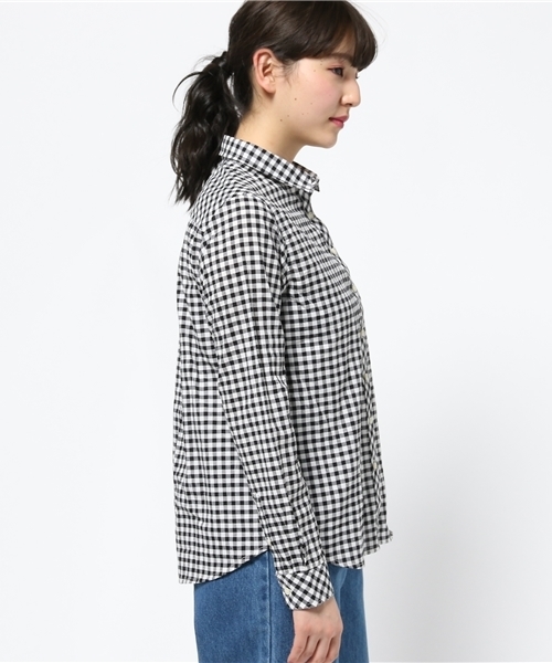 earth music&ecology（アースミュージックアンドエコロジー）の「【2016Summer】【シャキシャキシャツ!】 コットンリネンギンガム（シャツ/ブラウス・レディース・ブラック・MEDIUM/SMALL）」の3枚目の写真