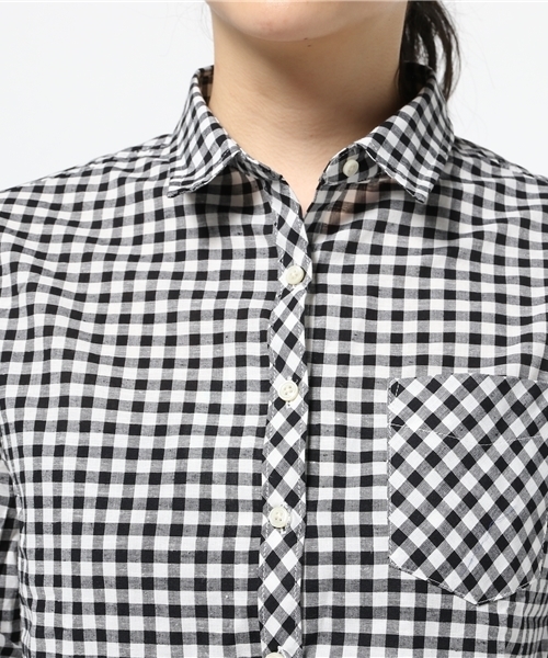 earth music&ecology（アースミュージックアンドエコロジー）の「【2016Summer】【シャキシャキシャツ!】 コットンリネンギンガム（シャツ/ブラウス・レディース・ブラック・MEDIUM/SMALL）」の5枚目の写真