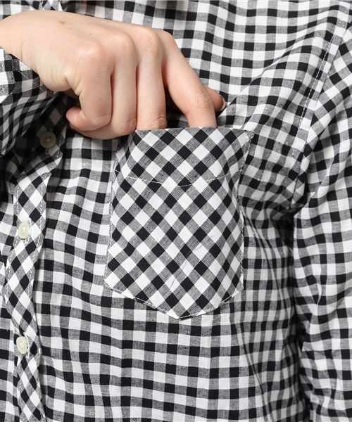 earth music&ecology（アースミュージックアンドエコロジー）の「【2016Summer】【シャキシャキシャツ!】 コットンリネンギンガム（シャツ/ブラウス・レディース・ブラック・MEDIUM/SMALL）」の7枚目の写真