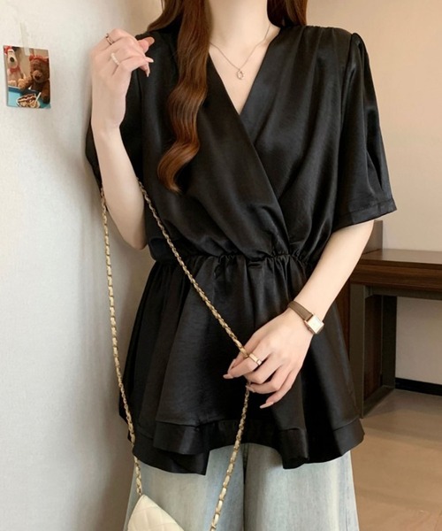 Girly Doll(ガーリードール)の「カシュクールペプラムブラウス(シャツ/ブラウス・レディース・ベージュ/ブラック・M/L)」の18枚目の写真