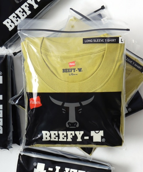 HANES（ヘインズ）の「Hanes/へインズ BEEFY/ビーフィー 無地 クルーネック 長袖Tシャツ/ロンT/1P パックT/レディース メンズ（Tシャツ/カットソー・メンズ・ブラック/マスタード/ネイビー/グレー/ホワイト/ダークグレー/グレイッシュベージュ・XL/S/M/L）」の7枚目の写真
