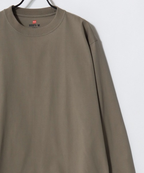 HANES（ヘインズ）の「Hanes/へインズ BEEFY/ビーフィー 無地 クルーネック 長袖Tシャツ/ロンT/1P パックT/レディース メンズ（Tシャツ/カットソー・メンズ・ブラック/マスタード/ネイビー/グレー/ホワイト/ダークグレー/グレイッシュベージュ・XL/S/M/L）」の8枚目の写真