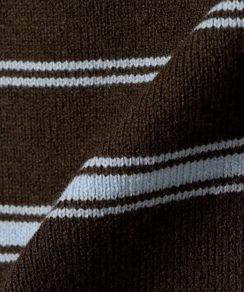 SHIPS Colors(シップス カラーズ)の「〈手洗い可能〉ボーダー ラガー ニット◆(ニット/セーター・レディース・ネイビー/ブラウン・ONE SIZE)」の10枚目の写真