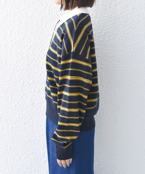 SHIPS Colors(シップス カラーズ)の「〈手洗い可能〉ボーダー ラガー ニット◆(ニット/セーター・レディース・ネイビー/ブラウン・ONE SIZE)」の12枚目の写真