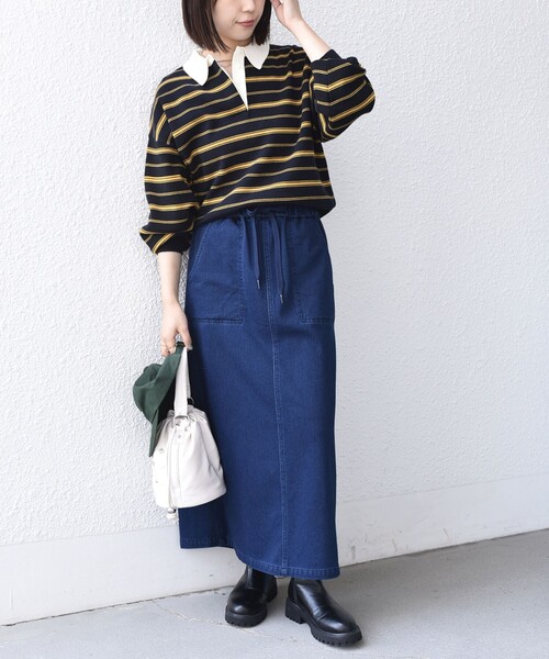 SHIPS Colors(シップス カラーズ)の「〈手洗い可能〉ボーダー ラガー ニット◆(ニット/セーター・レディース・ネイビー/ブラウン・ONE SIZE)」の16枚目の写真