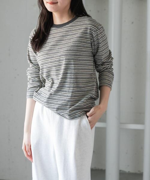 FORK&SPOON(フォークアンドスプーン)の「FORK&SPOON プレーティングボーダーロングスリーブTシャツ(Tシャツ/カットソー・レディース・パープル/チャコールグレー・1)」の7枚目の写真