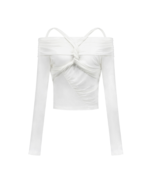 ROCKCAKE（ロックケーキ）の「Twisted Off Shoulder Top - Ivory（Tシャツ/カットソー・レディース・その他・SMALL）」の5枚目の写真