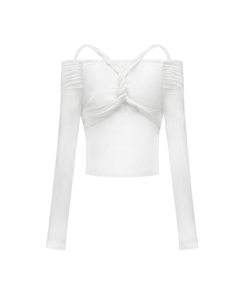 ROCKCAKE（ロックケーキ）の「Twisted Off Shoulder Top - Ivory（Tシャツ/カットソー・レディース・その他・SMALL）」の6枚目の写真