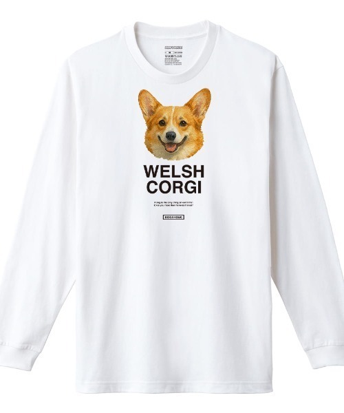 Moftique(モフティック)の「Moftique(モフティック) 長袖Tシャツ コーギー 犬 ドッグ ペット アニマル プリント 袖リブ ロンT トップス メンズ ユニセックス(Tシャツ/カットソー・メンズ・ブラック/ホワイト・M/L/XL)」の2枚目の写真