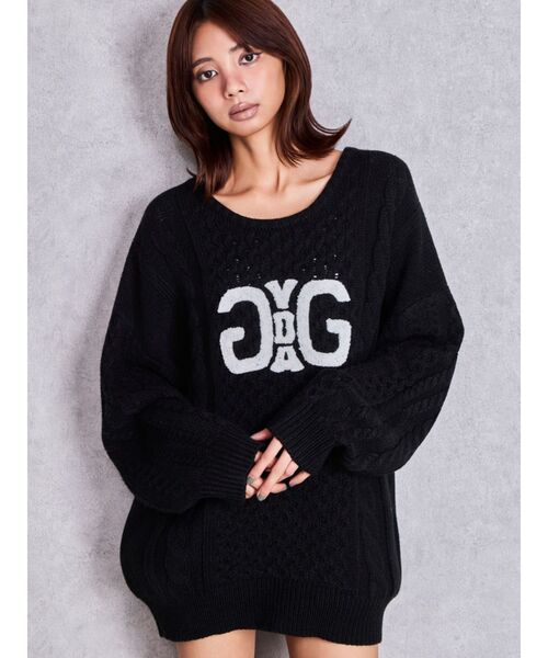 GYDA（ジェイダ）の「Symmetry GYDA HONEY COMBニットトップス（ニット/セーター・レディース・ピンク/オフホワイト/ブラック・FREE）」の2枚目の写真