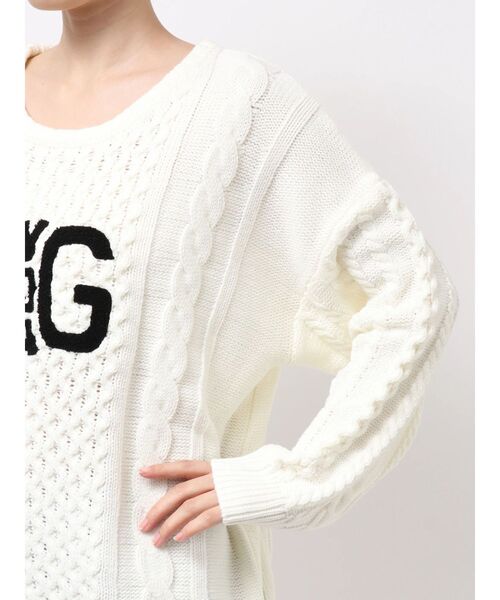 GYDA（ジェイダ）の「Symmetry GYDA HONEY COMBニットトップス（ニット/セーター・レディース・ピンク/オフホワイト/ブラック・FREE）」の6枚目の写真