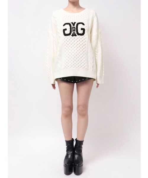 GYDA（ジェイダ）の「Symmetry GYDA HONEY COMBニットトップス（ニット/セーター・レディース・ピンク/オフホワイト/ブラック・FREE）」の8枚目の写真