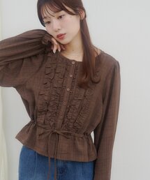 【umm.】前フリルウエストリボンブラウス