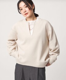 【WEB限定】<at ease>ダブルフェイス Vネック プルオーバー カットソー