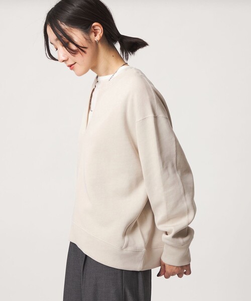 green label relaxing(グリーンレーベルリラクシング)の「【WEB限定】<at ease>ダブルフェイス Vネック プルオーバー カットソー(Tシャツ/カットソー・レディース・ブラック/ライトグレー/ナチュラル・FREE)」の6枚目の写真
