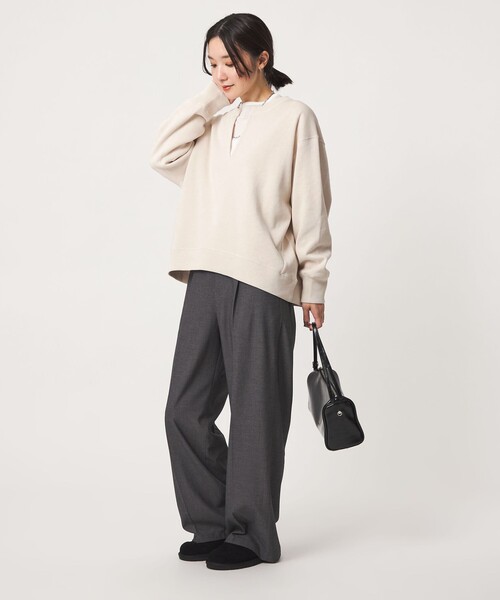 green label relaxing(グリーンレーベルリラクシング)の「【WEB限定】<at ease>ダブルフェイス Vネック プルオーバー カットソー(Tシャツ/カットソー・レディース・ブラック/ライトグレー/ナチュラル・FREE)」の9枚目の写真