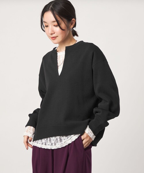 green label relaxing(グリーンレーベルリラクシング)の「【WEB限定】<at ease>ダブルフェイス Vネック プルオーバー カットソー(Tシャツ/カットソー・レディース・ブラック/ライトグレー/ナチュラル・FREE)」の10枚目の写真