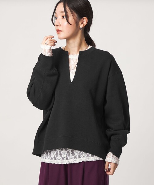 green label relaxing(グリーンレーベルリラクシング)の「【WEB限定】<at ease>ダブルフェイス Vネック プルオーバー カットソー(Tシャツ/カットソー・レディース・ブラック/ライトグレー/ナチュラル・FREE)」の11枚目の写真