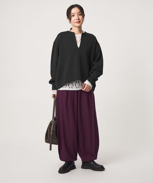 green label relaxing(グリーンレーベルリラクシング)の「【WEB限定】<at ease>ダブルフェイス Vネック プルオーバー カットソー(Tシャツ/カットソー・レディース・ブラック/ライトグレー/ナチュラル・FREE)」の13枚目の写真